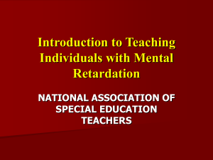 Introduction to Teaaching Individuals with Mental Retardation
