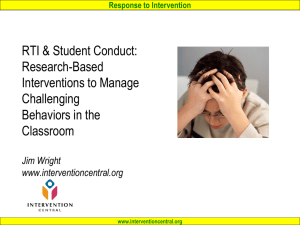 Afternoon Session: 23 April 2010: Behavioral Interventions