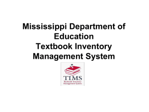 TIMS Session - Mississippi Department of Education