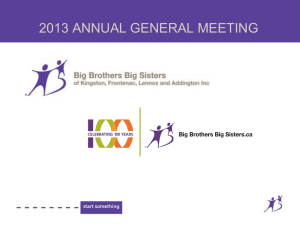 2013 AGM Report - Big Brothers Big Sisters of Kingston