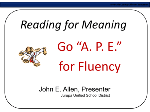 Go APE for Fluency RCC 2012 - Jurupa Unified School District