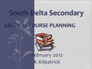 Planning 10 - South Delta Secondary School