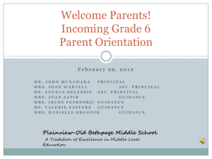 Grade 5 to 6 Transition Meeting PowerPoint - The Plainview