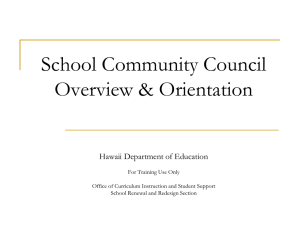 School Community Council Overview and Orientation PowerPoint