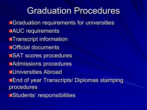 Grade 12 University Admission Proceedures