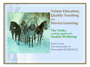 Values Education, Quality Teaching and Service Learning