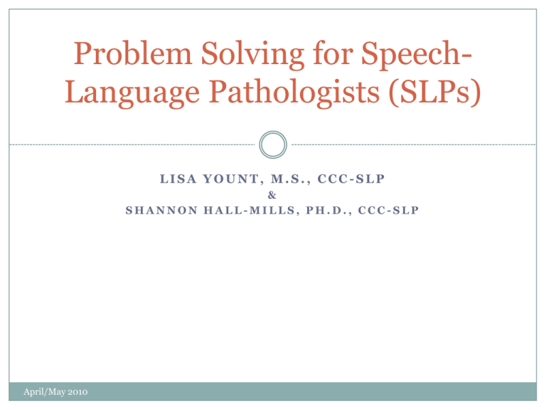 clinical problem solving speech pathology