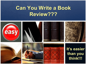 Can You Write a Book Review??? - Beavercreek City School District