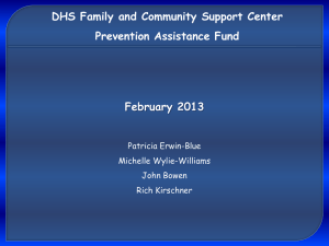 Prevention Assistance Fund DHS Family and Community Support