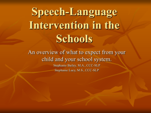 Speech-Language Intervention in the Schools FINAL color revision