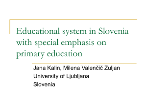 Educational system in Slovenia with special emphasis on primary