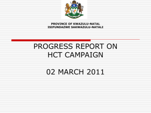 Progress on HCT Presentation to PCA - The KwaZulu