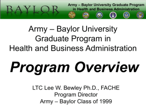 Army – Baylor University Graduate Program in Health and Business