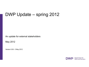 Jobcentre Plus DWP Spring 2012 Update