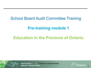 Pre-module 1 – Education in the Province of Ontario