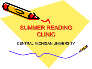 SUMMER READING CLINIC - Central Michigan University