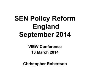 SEN Policy Reform: England September 2014