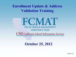 CSIS Statewide Student ID Enrollment Update