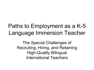 Paths to employment. K-5 immersion teacher