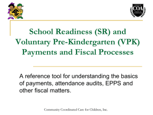 Information on School Readiness - Early Learning Coalition of