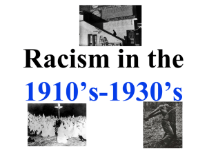 Racism in the 1910`s-1930`s