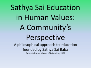 A Community`s Perspective - Institute of Sathya Sai Education