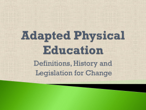 Adapted Physical Education - Legislation and Definitions