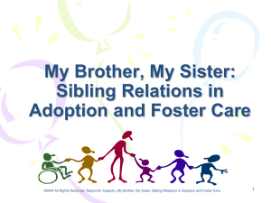 My Brother, My Sister: Sibling Relations in Adoption and Foster Care