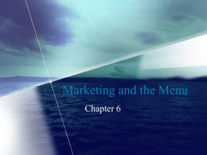 Marketing and the Menu