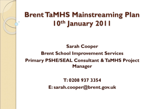Brent TaMHS Mainstreaming Plan 10th January 2011