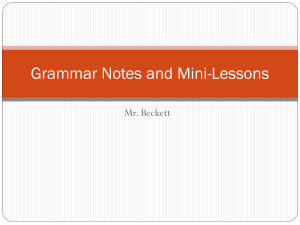 Grammar Notes and Mini-Lessons - Woodland Hills School District
