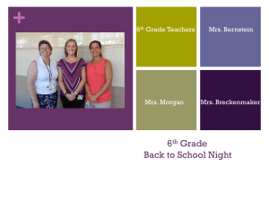 6th Grade Back To School Night Presentation