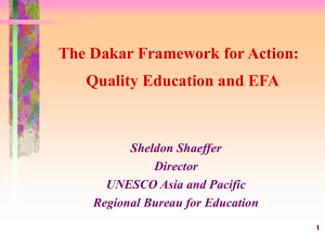 Quality in Education and the Dakar Framework for Action