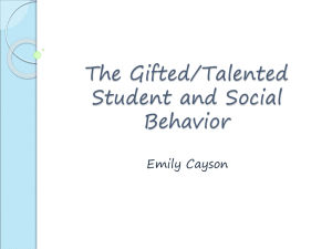 The Gifted/Talented Student and Social Behavior