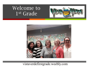Welcome to 1st Grade - Vista Verde K-8 School