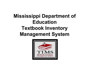 TIMS Session - Mississippi Department of Education