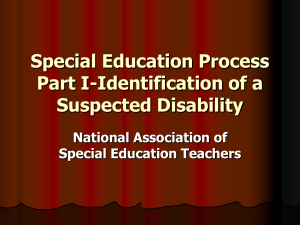 Special Education Process Part I-Identification of a Suspected