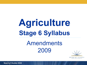 Agriculture Stage 6 Syllabus Amendments