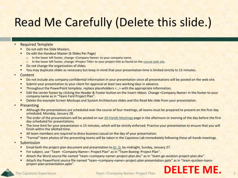 Project Plan Presentation Template