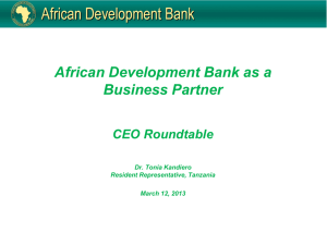 a presentation by the AfDB Country Representative