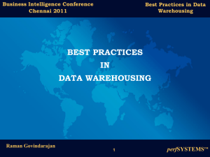Best Practices for Data Warehousing
