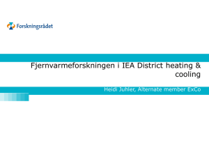 INTERNATIONAL ENERGY AGENCY District Heating and Cooling