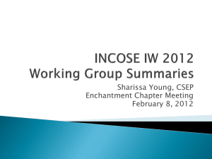 IW2012 Working Group Summary