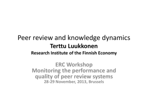 ERC Workshop Monitoring the performance and