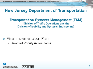 Selected Priority Action Items - National Transportation Operations