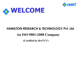 HAMILTON RESEARCH & TECHNOLOGY Pvt. Ltd. WELCOME An
