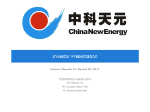 CNEL Investor Presentation and Updates September 2011