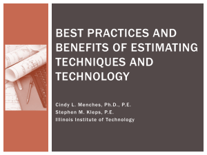 Best Practices and Benefits of Estimating Techniques and Technology