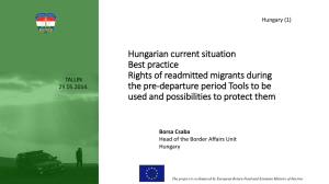 Hungarian current situation Best practice Rights of readmitted