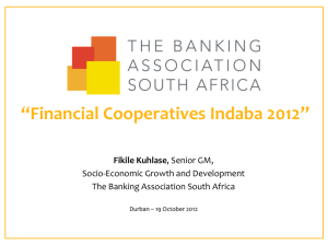 Financial Cooperatives Indaba - The Banking Association South Africa